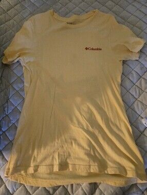 Men's Columbia Yellow Short Sleeve Tee with Red Logo